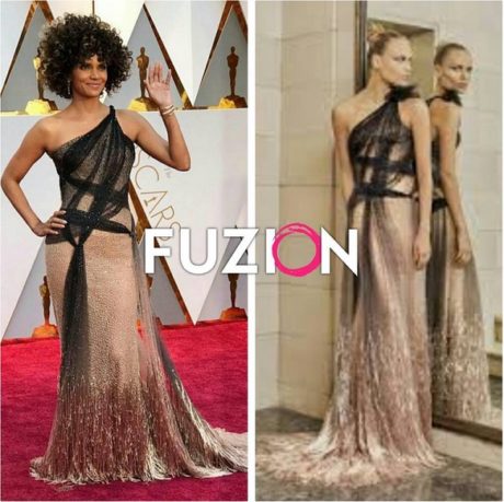 Halle, Halle Halle, what is going on with that hair love. Amazing Versace Couture dress but this hair just puts a damper on the entire look. 